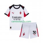 Camisolas de futebol AC Milan Ardon Jashari 30 Criança Equipamento Alternativa 2025/26 Manga Curta